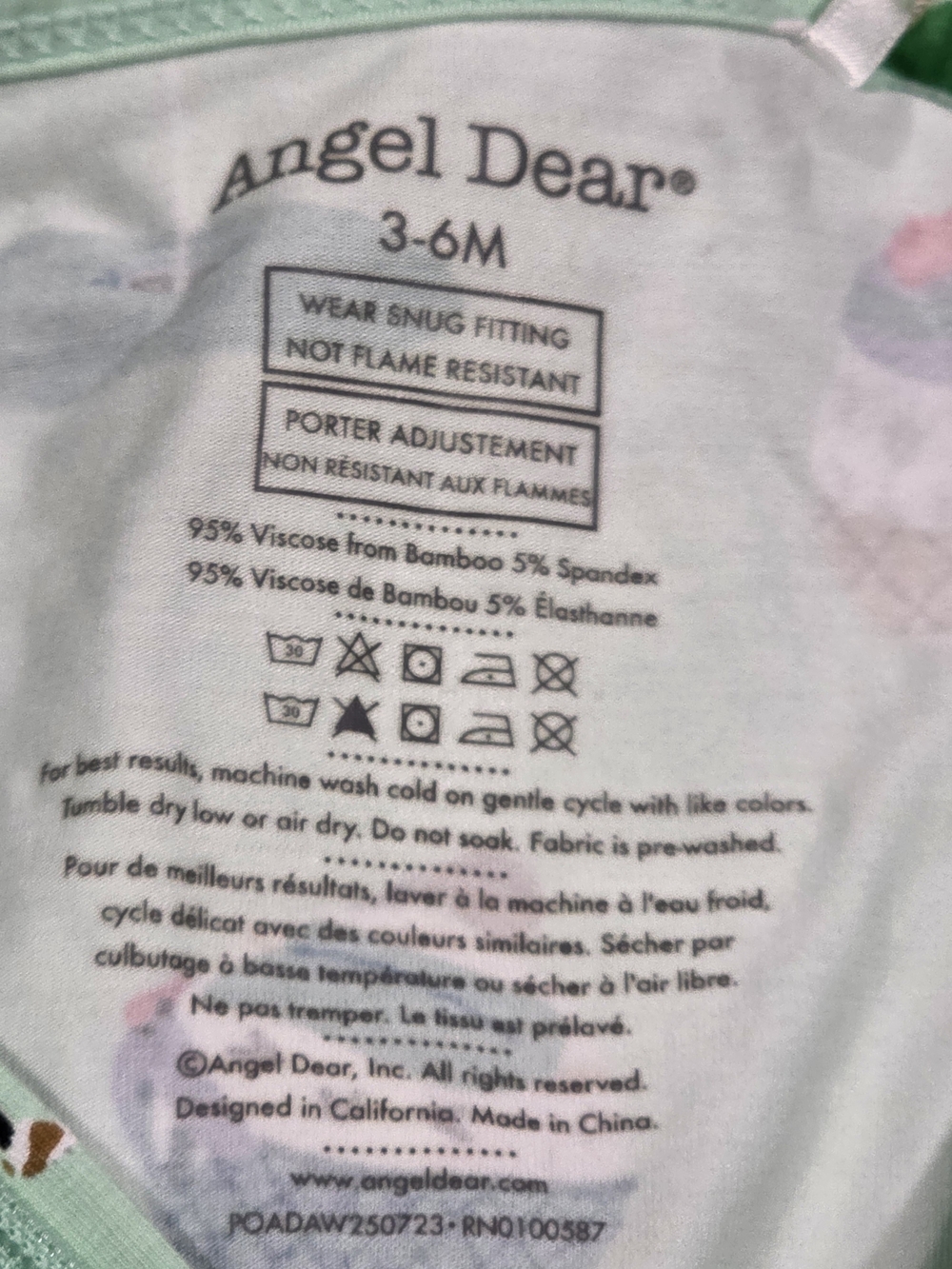 Angel Dear Mint Green Golf Character Footed Pajamas - Picture 7 of 10